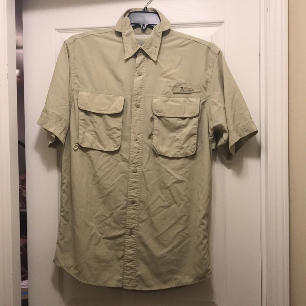Marlin Trading Company Tan Short Sleeve Fishing Shirt Small